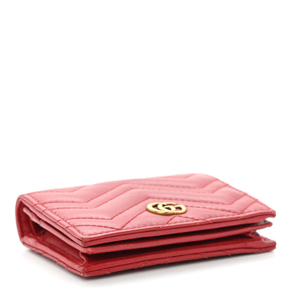 Gucci Calfskin Matelasse GG Marmont Card Case Wallet Hibiscus Red 4 of 9