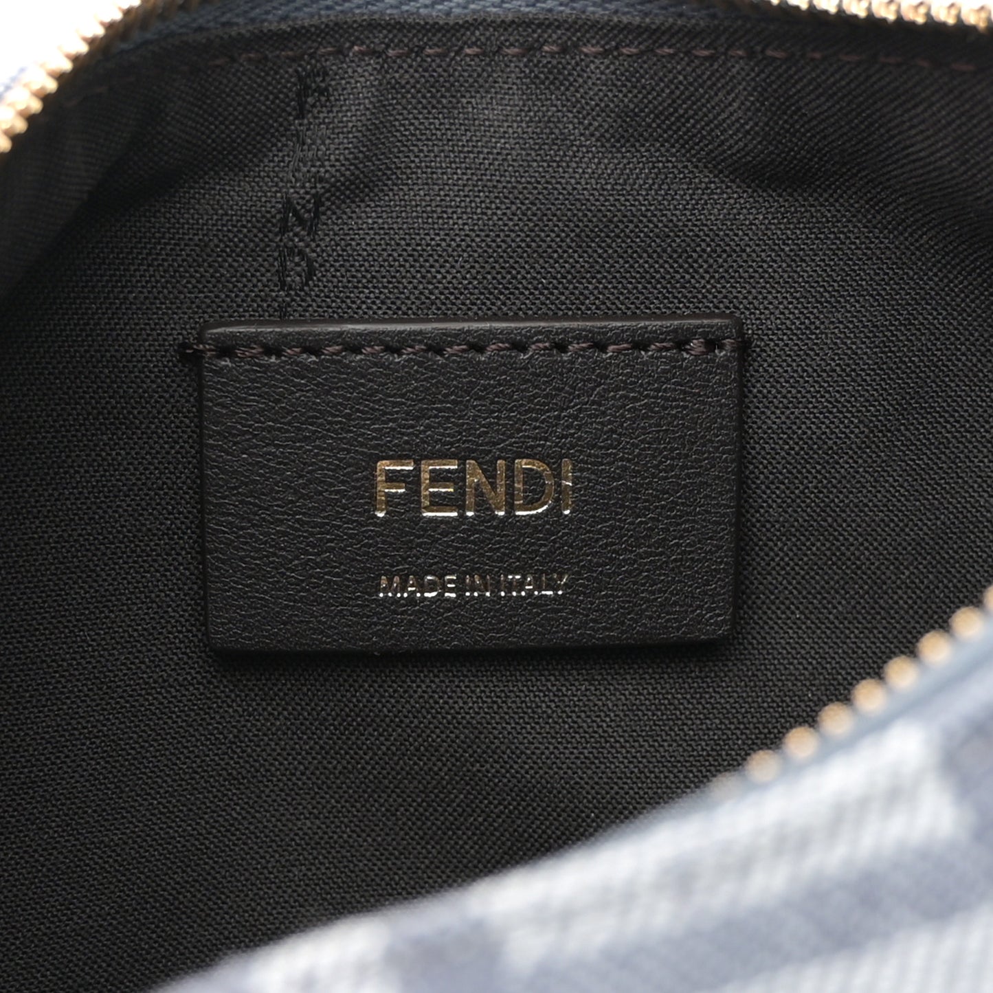 Denim Vitello King F is Fendi FF Embroidered Mini Fendigraphy Hobo Bag Blue Brown