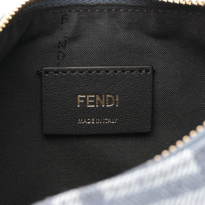 Fendi Denim Vitello King F is Fendi FF Embroidered Mini Fendigraphy Hobo Bag Blue Brown 6 of 10