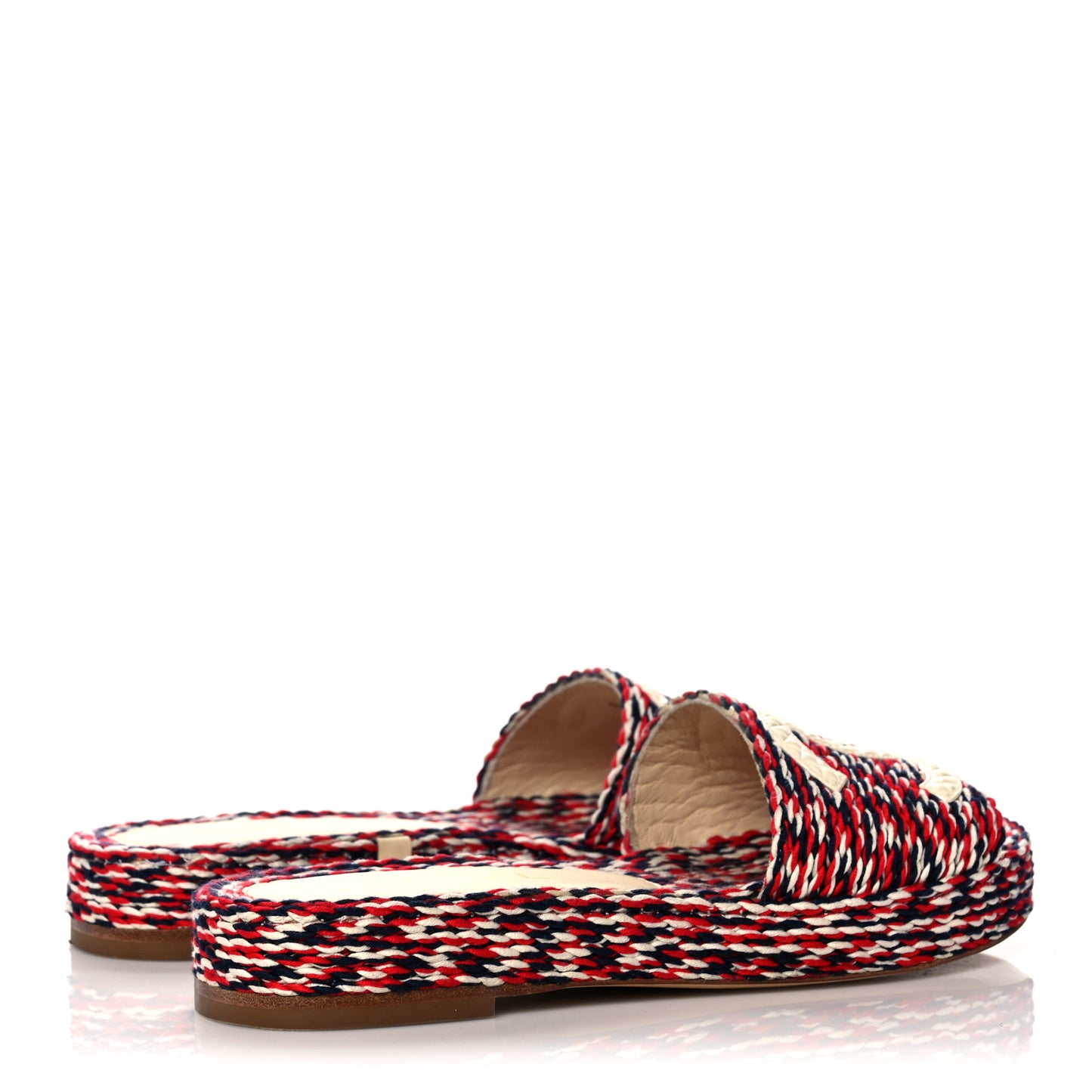 Cord CC Espadrille Slip On Sandals 36 Red Blue White