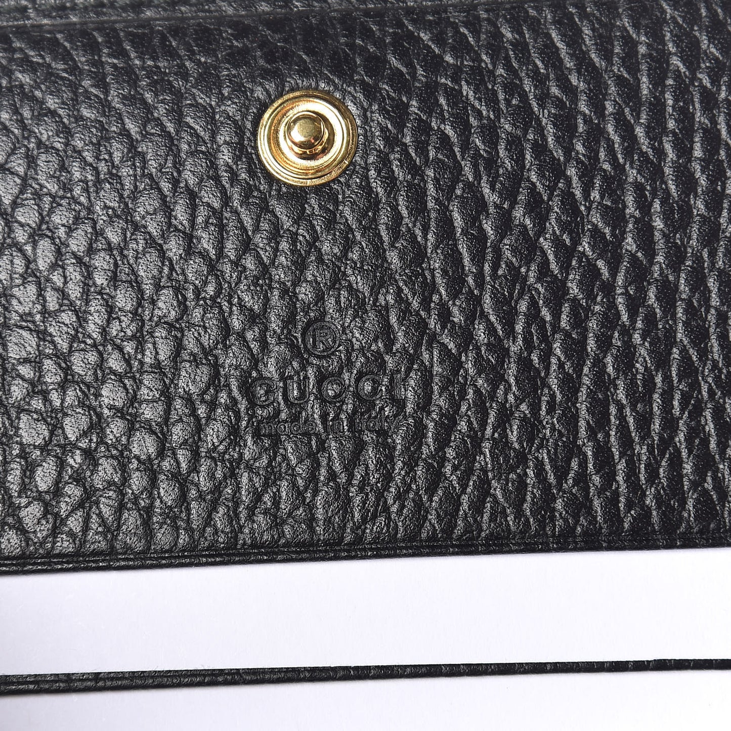 Pebbled Calfskin GG Marmont Card Case Black