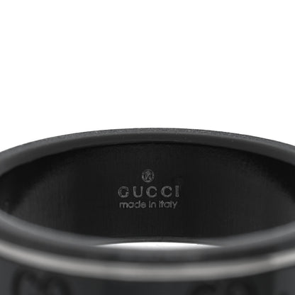 Gucci Black Synthetic Corundum 18K White Gold 7mm Icon Band Ring 62 10 4 of 5