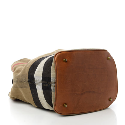 Burberry Canvas Mega Check Medium Susanna Hobo Saddle Brown 4 of 14