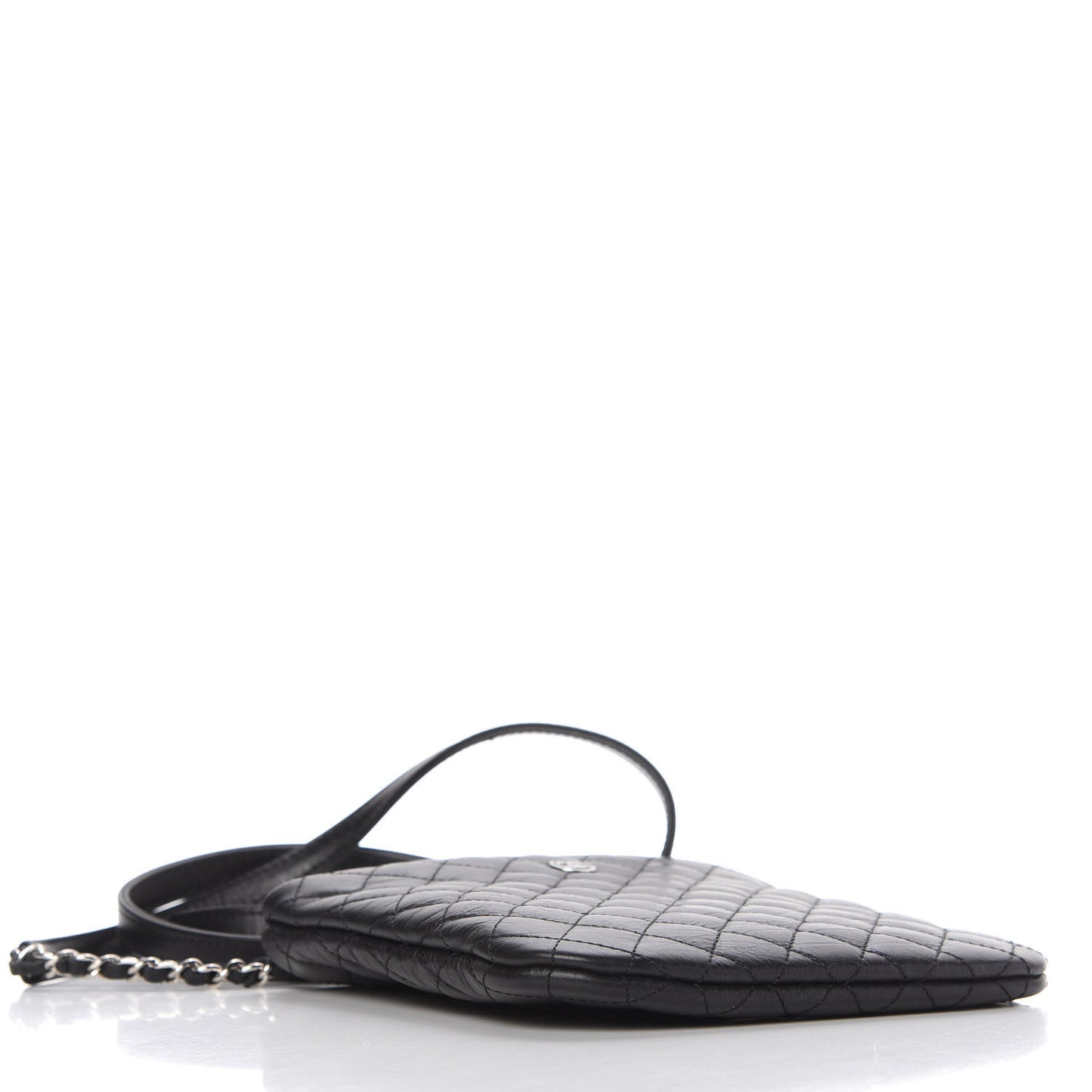 Aged Calfskin Quilted Crossbody Bag Black