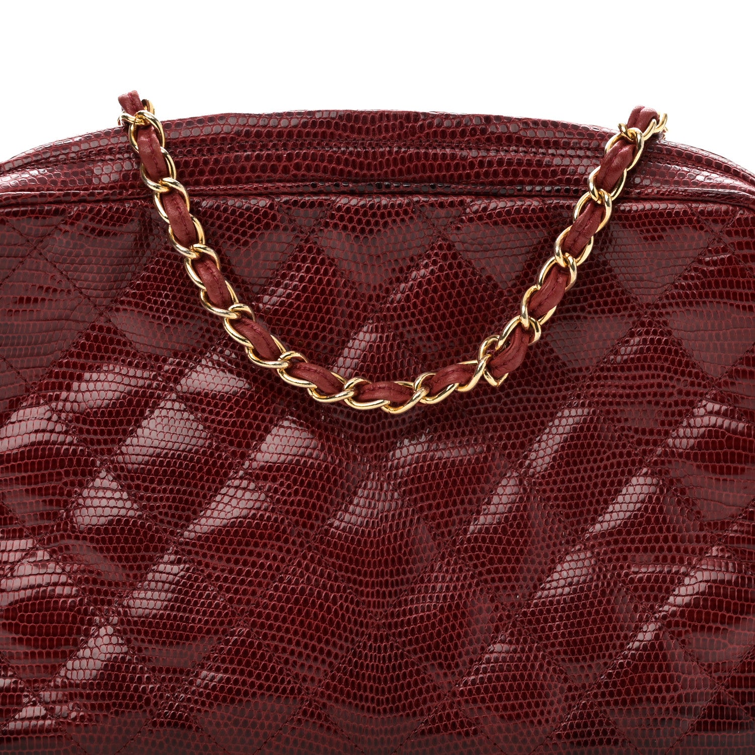 Chanel Lizard Quilted Small Tassel Camera Case Burgundy 8 of 10
