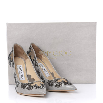 Jimmy Choo Suede Mesh Crystal Rocks Karmel 100 Pumps 35.5 Grey 10 of 10