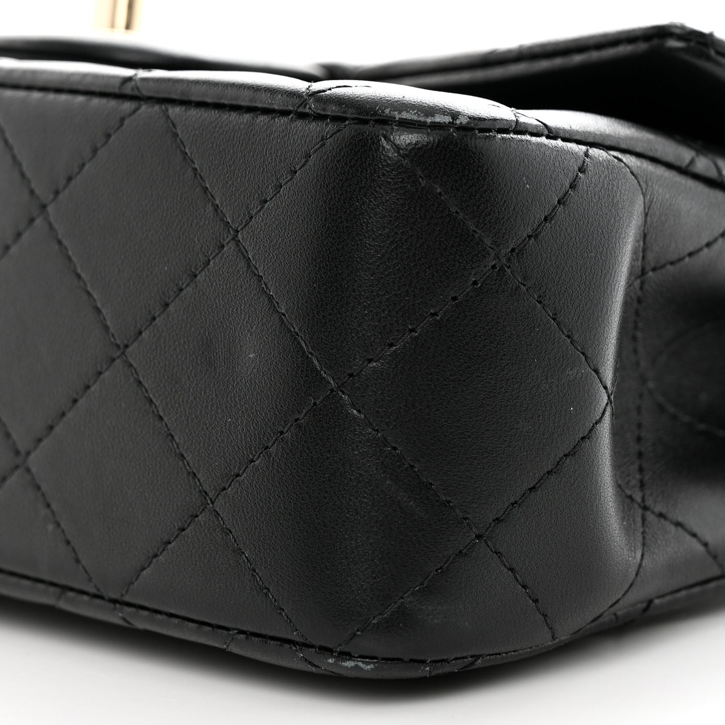 Lambskin Quilted Mini Top Handle Rectangular Flap Black