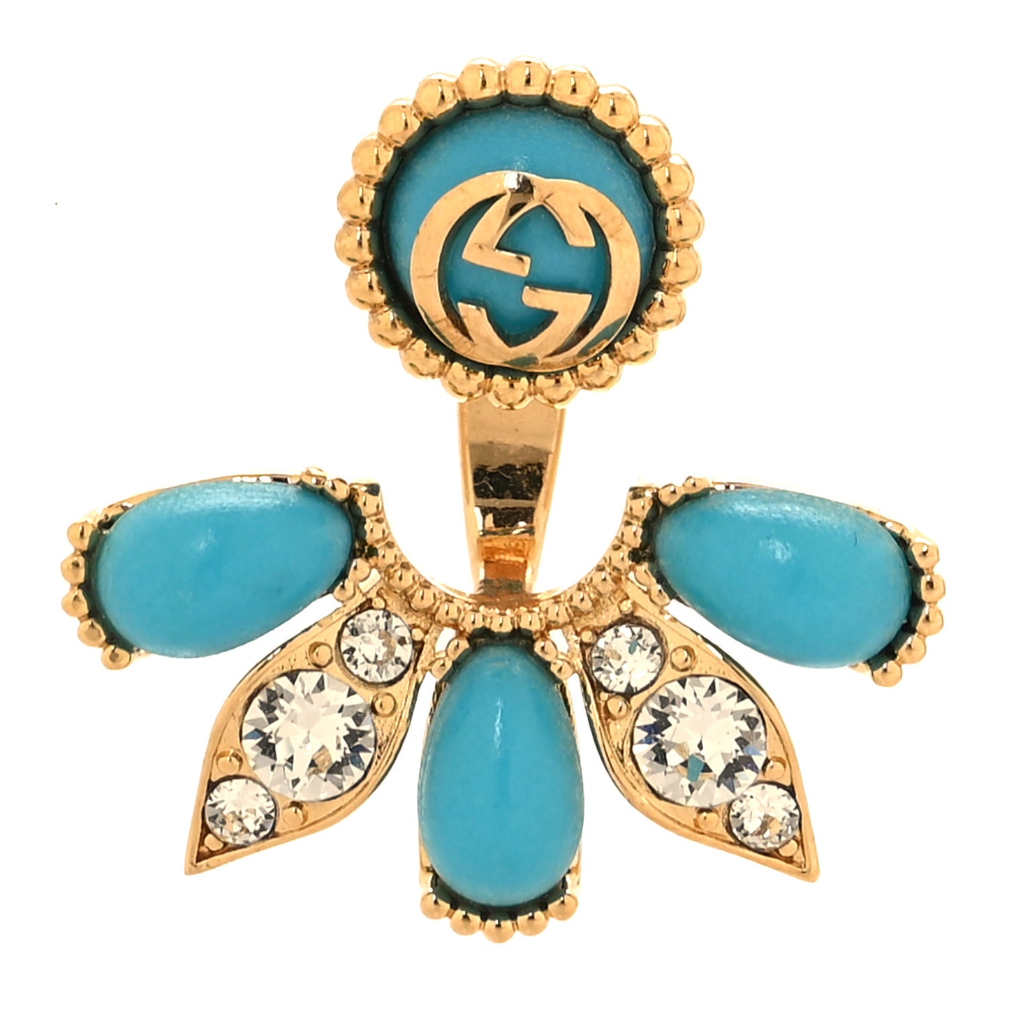 Resin Crystal Single GG Earring Turquoise Gold