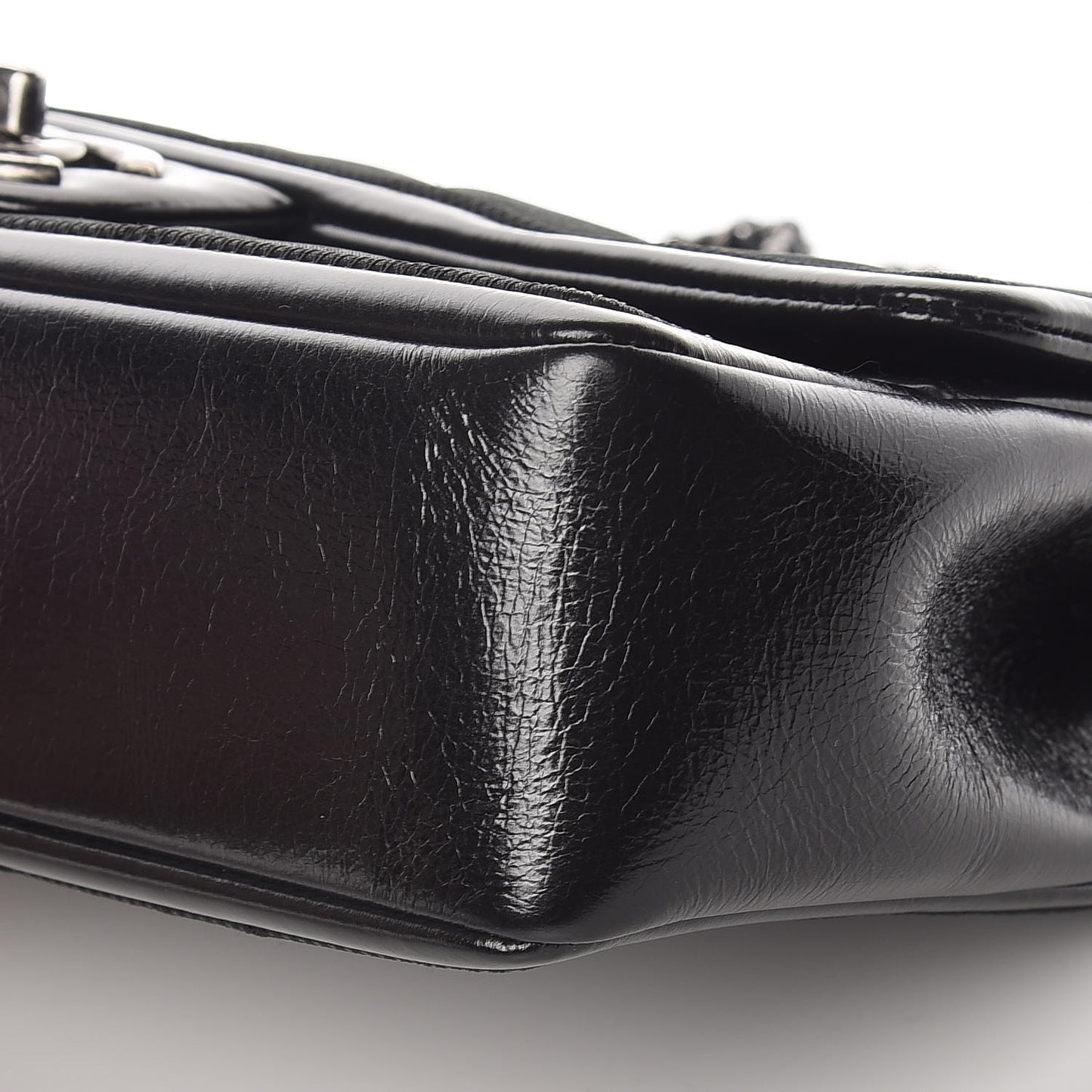 Iridescent Calfskin Flap Black