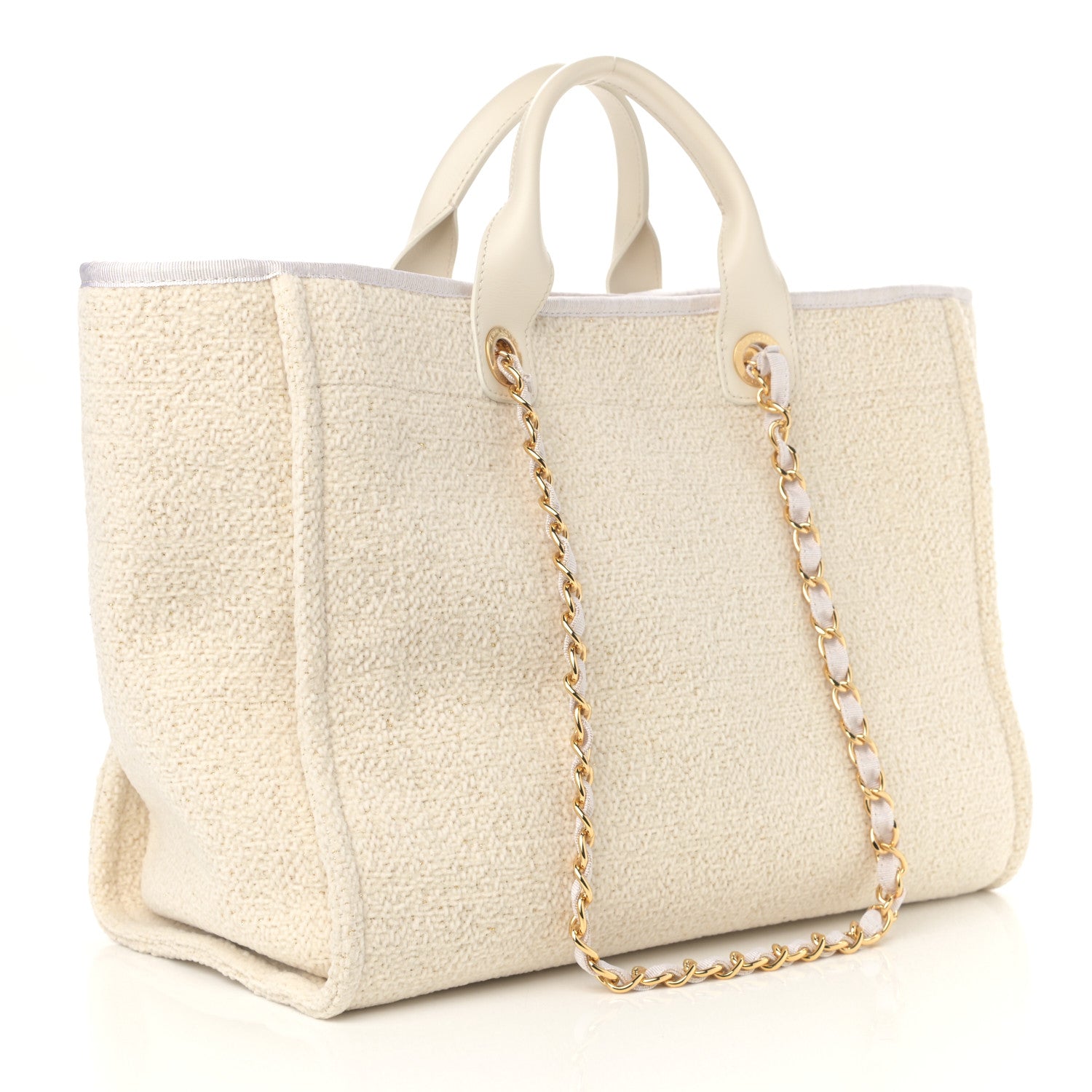 Chanel Lurex Boucle Medium Deauville Tote White 3 of 10