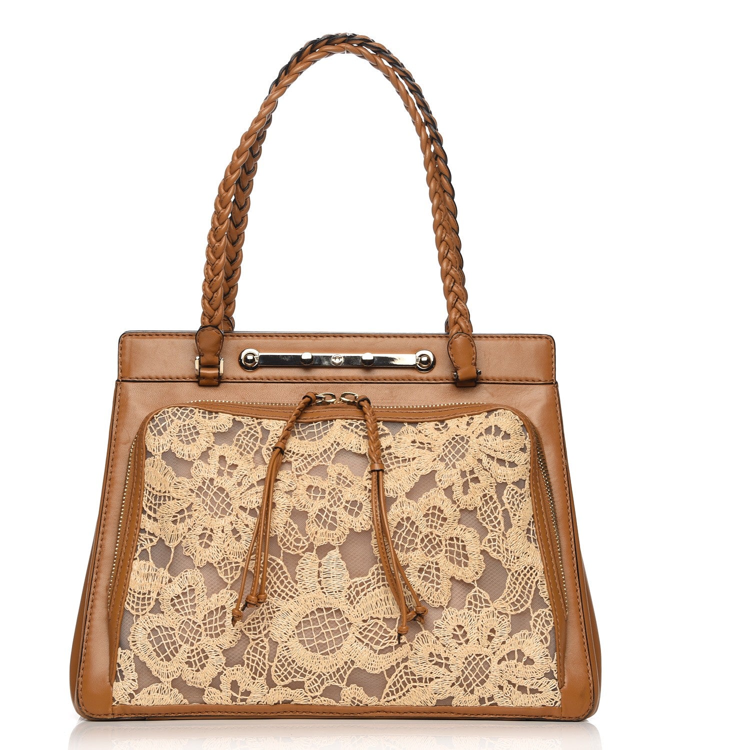 Valentino Garavani Vitello Lace Demetra Satchel Cognac 1 of 8
