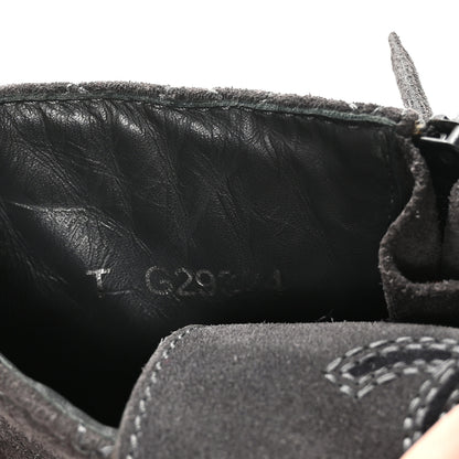 Chanel Suede Quilted CC Tall Lace Up Combat Boots 38 Grey 8 of 8