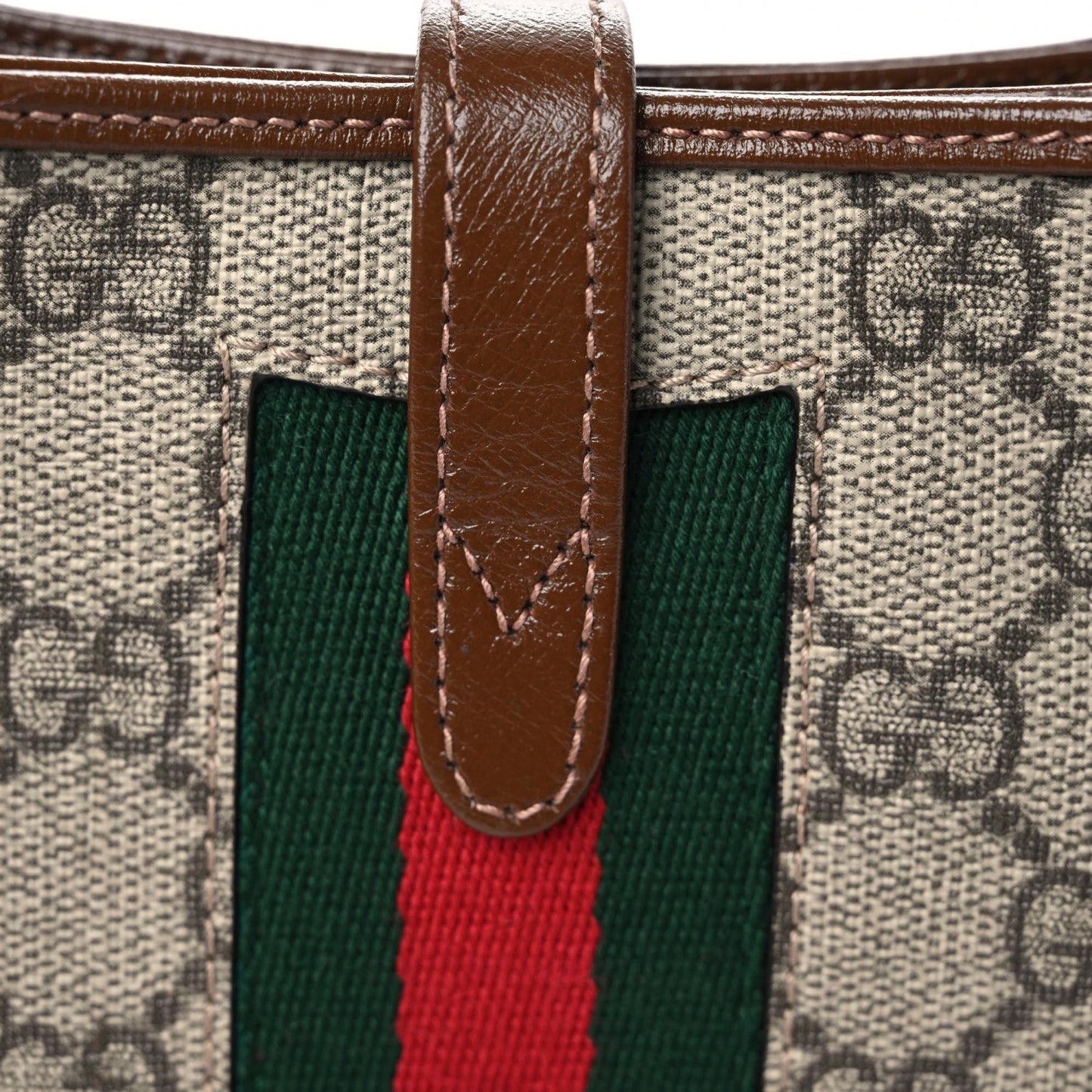 GG Supreme Monogram Azalea Calfskin Web Mini Jackie 1961 Hobo Beige Ebony Brown Sugar