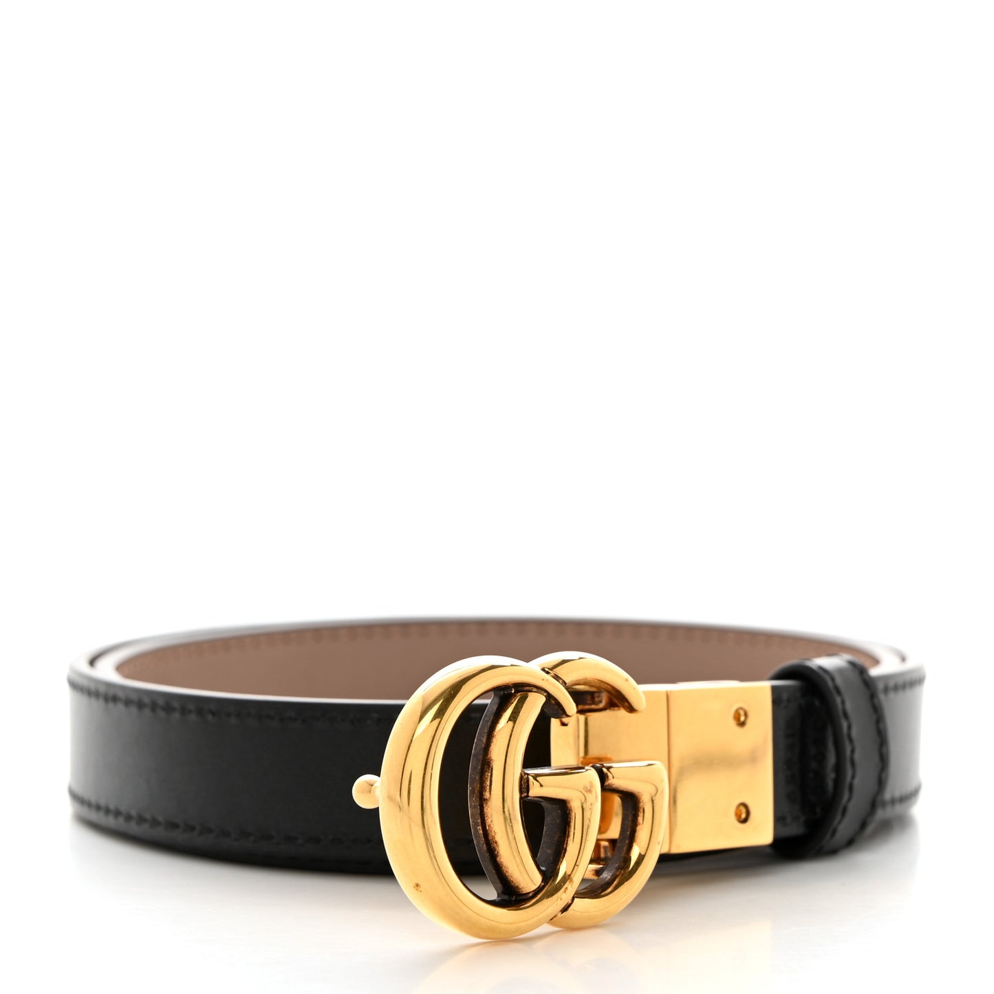 Plutone Calfskin Double G Reversible 20mm Belt 70 28 Porcelain Rose Black