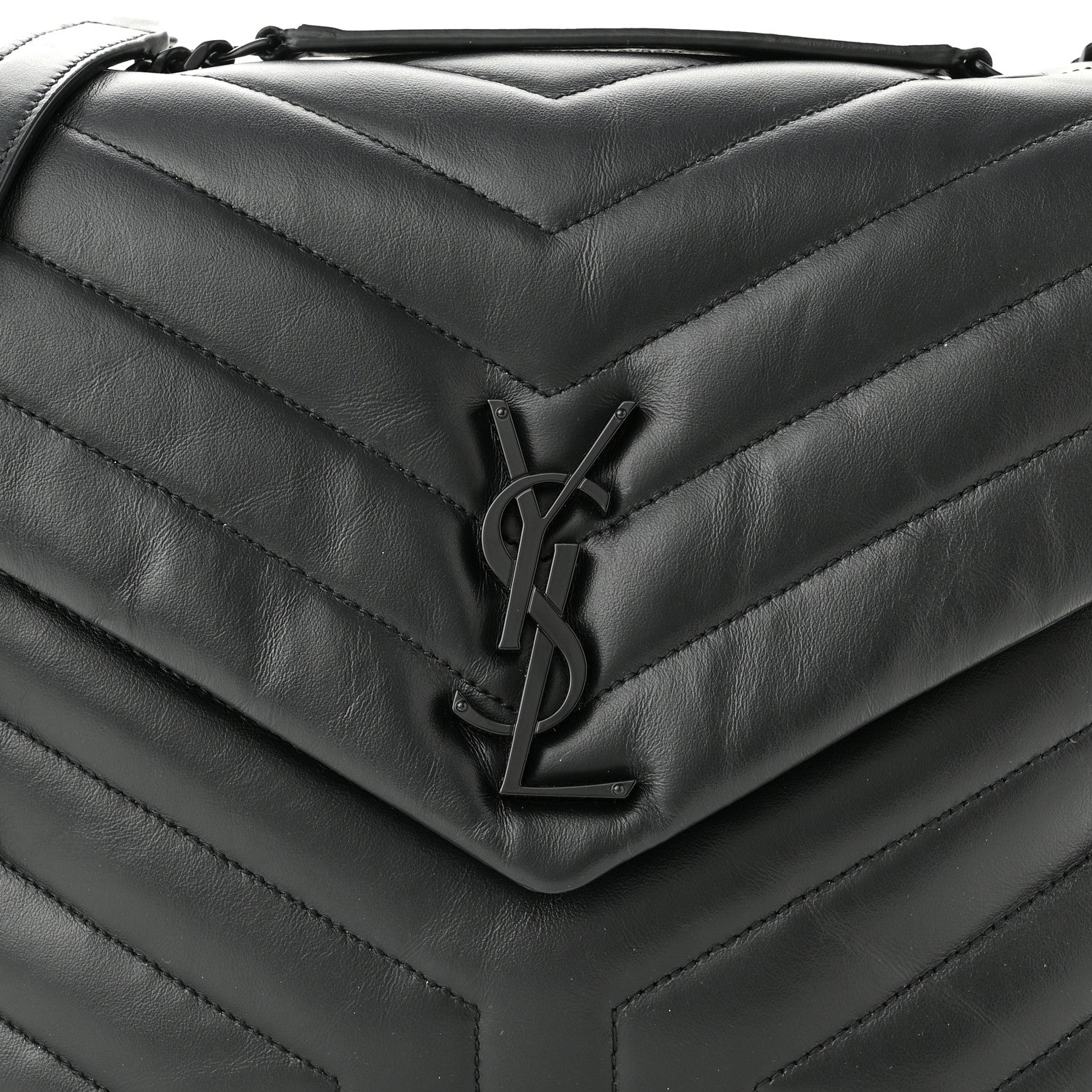 Saint Laurent Calfskin Y Quilted Monogram Monochrome Medium Loulou Chain Satchel Black 8 of 10