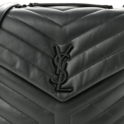 Saint Laurent Calfskin Y Quilted Monogram Monochrome Medium Loulou Chain Satchel Black 8 of 10