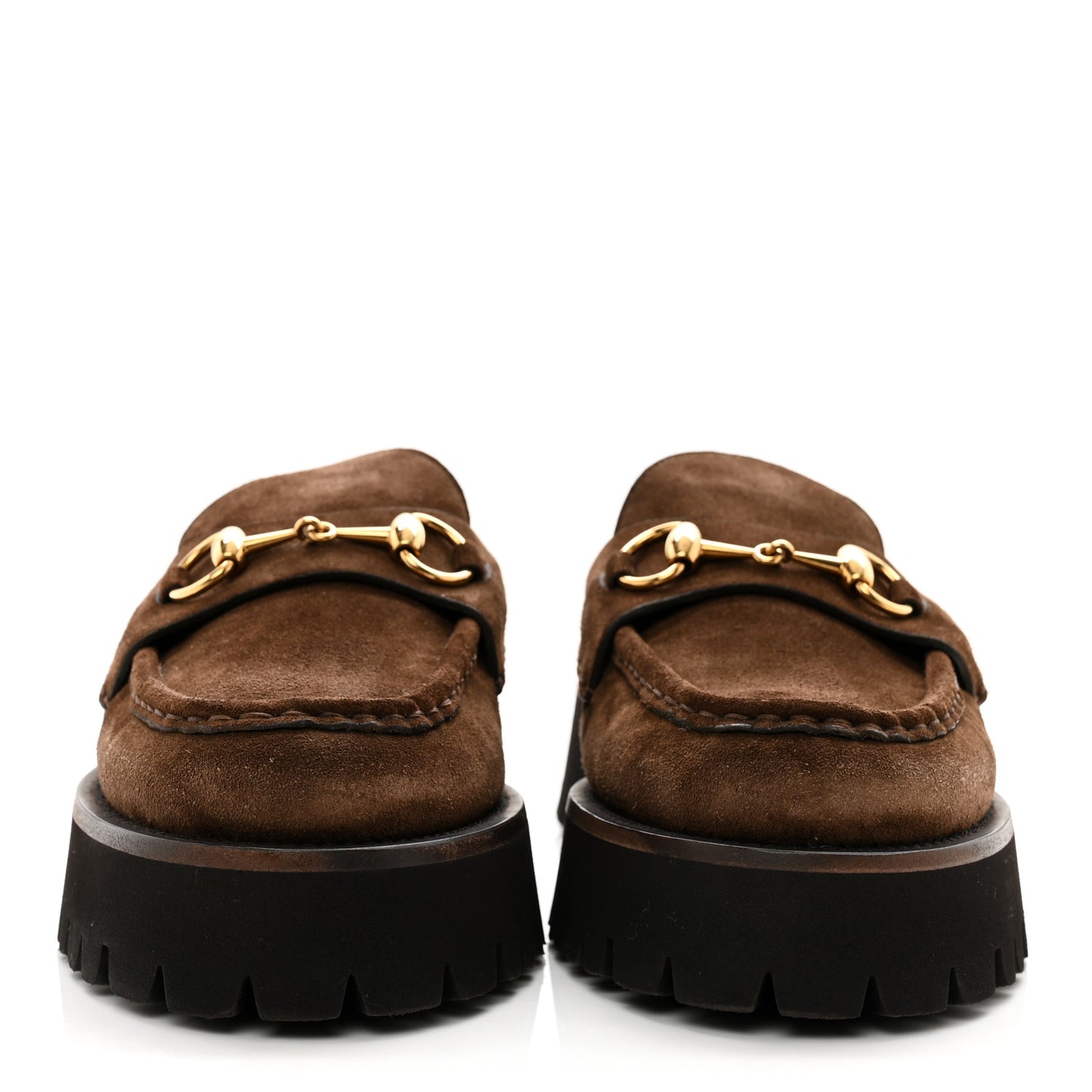 Suede Horsebit Platform Mules 40 Washed Brown