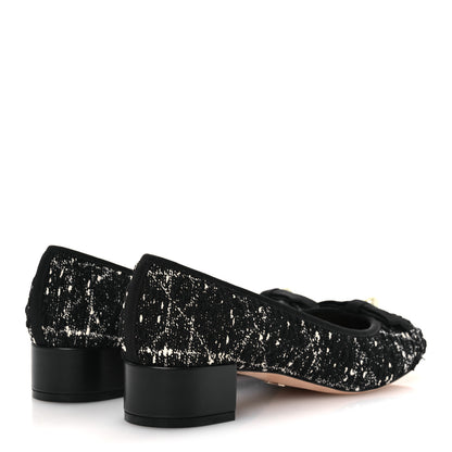 Christian Dior Tweed Ballet Flat 38.5 Black White 5 of 13