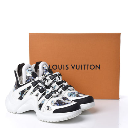 Louis Vuitton Flower Printed Calfskin Monogram LV Archlight Sneakers 39.5 Black Blue 11 of 11