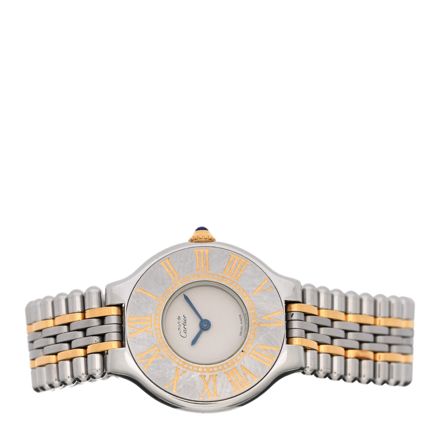 Stainless Steel 18K Yellow Gold 28mm Must De 21 Bullet Link Quartz Watch