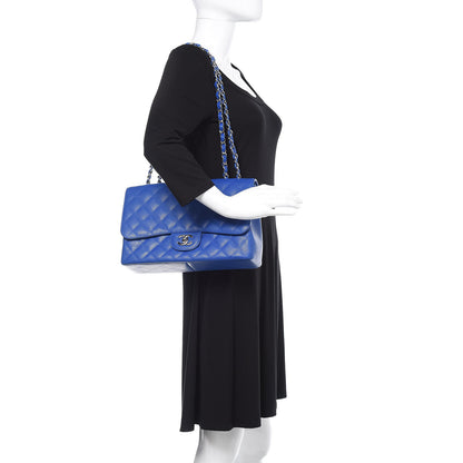 Chanel Caviar Quilted Jumbo Single Flap Blue 2 of 10
