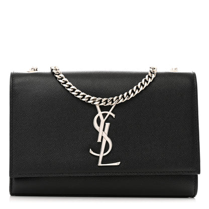 Saint Laurent Grain De Poudre Small Monogram Kate Satchel Black 1 of 14