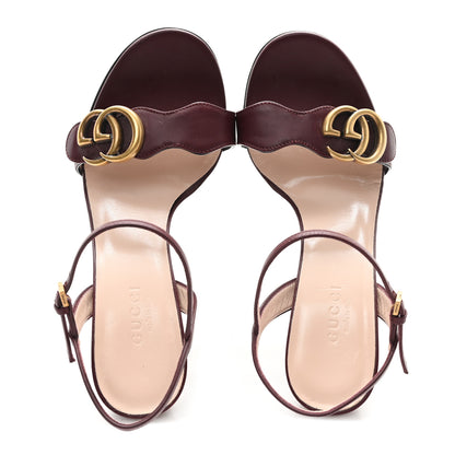 Gucci Lifford Calfskin GG Marmont Ankle Wrap 105mm Sandals 35 Vintage Bordeaux 2 of 10