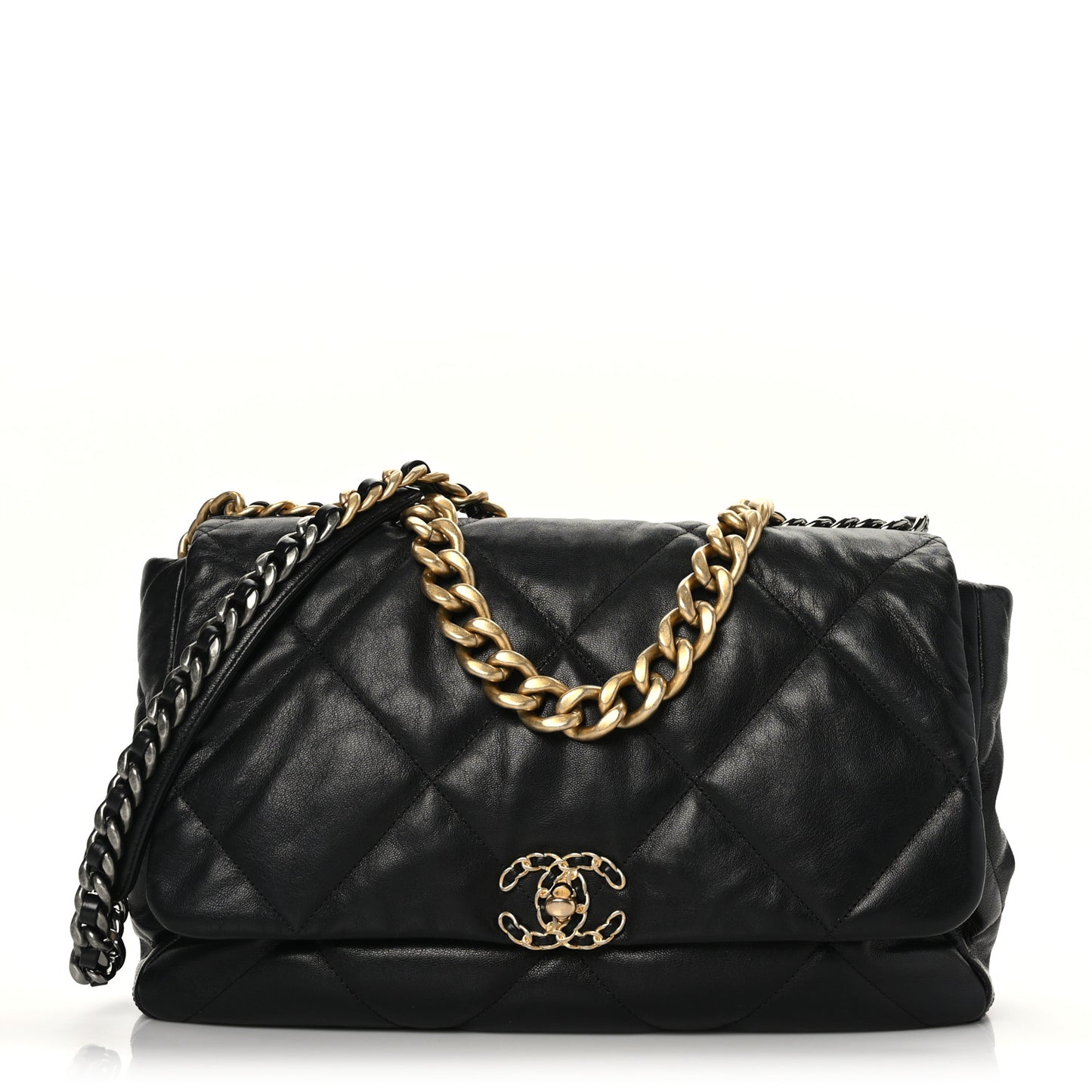Goatskin Quilted Maxi Chanel 19 Flap Black