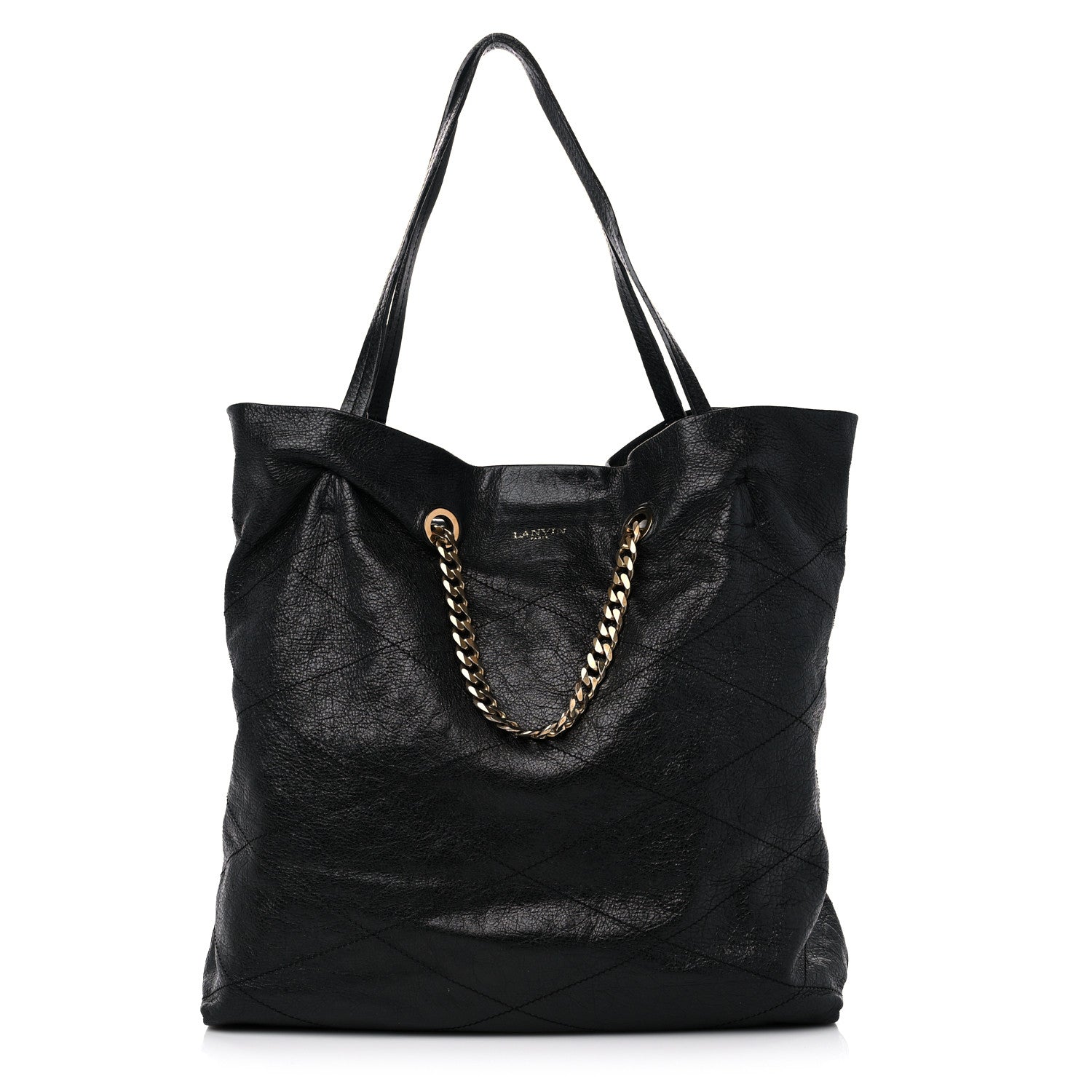Lanvin Crinkled Calfskin Quilted Carry Me Tote Black 1 of 11