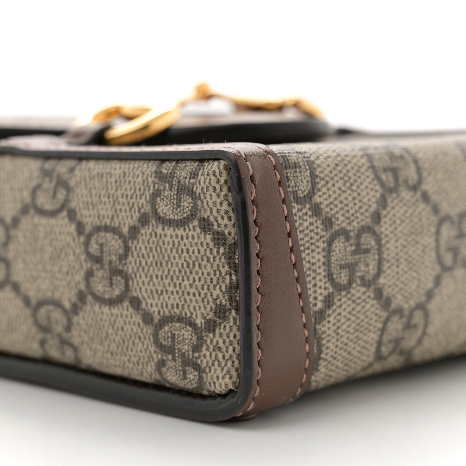 Gucci GG Supreme Monogram Mini Horsebit 1955 Crossbody Bag Beige Brown Sugar 9 of 11