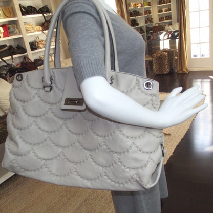 FASHIONPHILE SALVATOREFERRAGAMOLeatherStitchedSatchelIvory 2 of 10