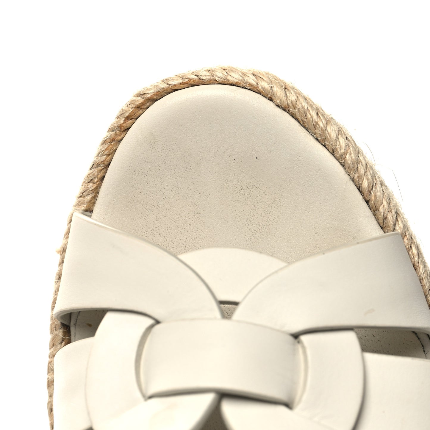 Calfskin Tribute 95 Platform Espadrille Wedge Sandals 38.5 Porcellana