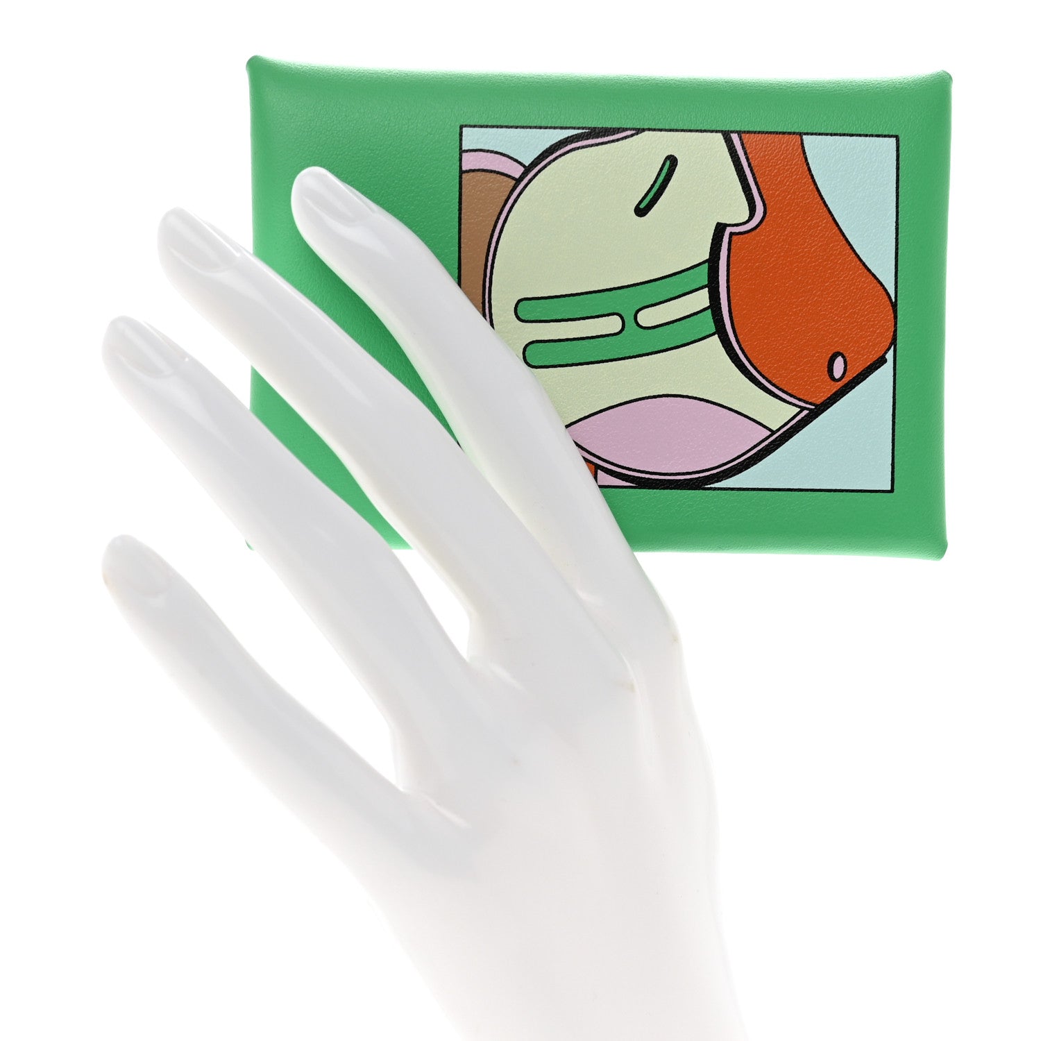 Hermes Swift Compact Saddle Print Calvi Duo Card Case Vert Comics 2 of 7