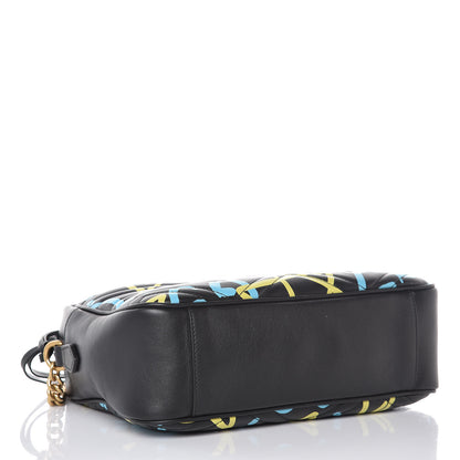 Gucci Calfskin Matelasse GucciGhost Medium GG Marmont Chain Shoulder Bag Black New Acquamarine 4 of 11