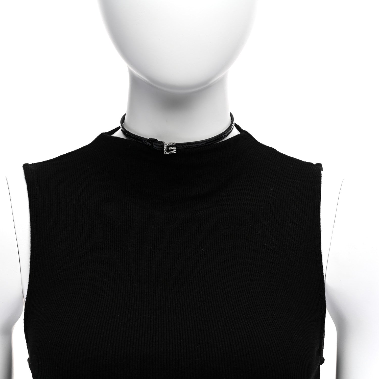 Gucci Patent Crystal G Buckle Choker Black 2 of 5