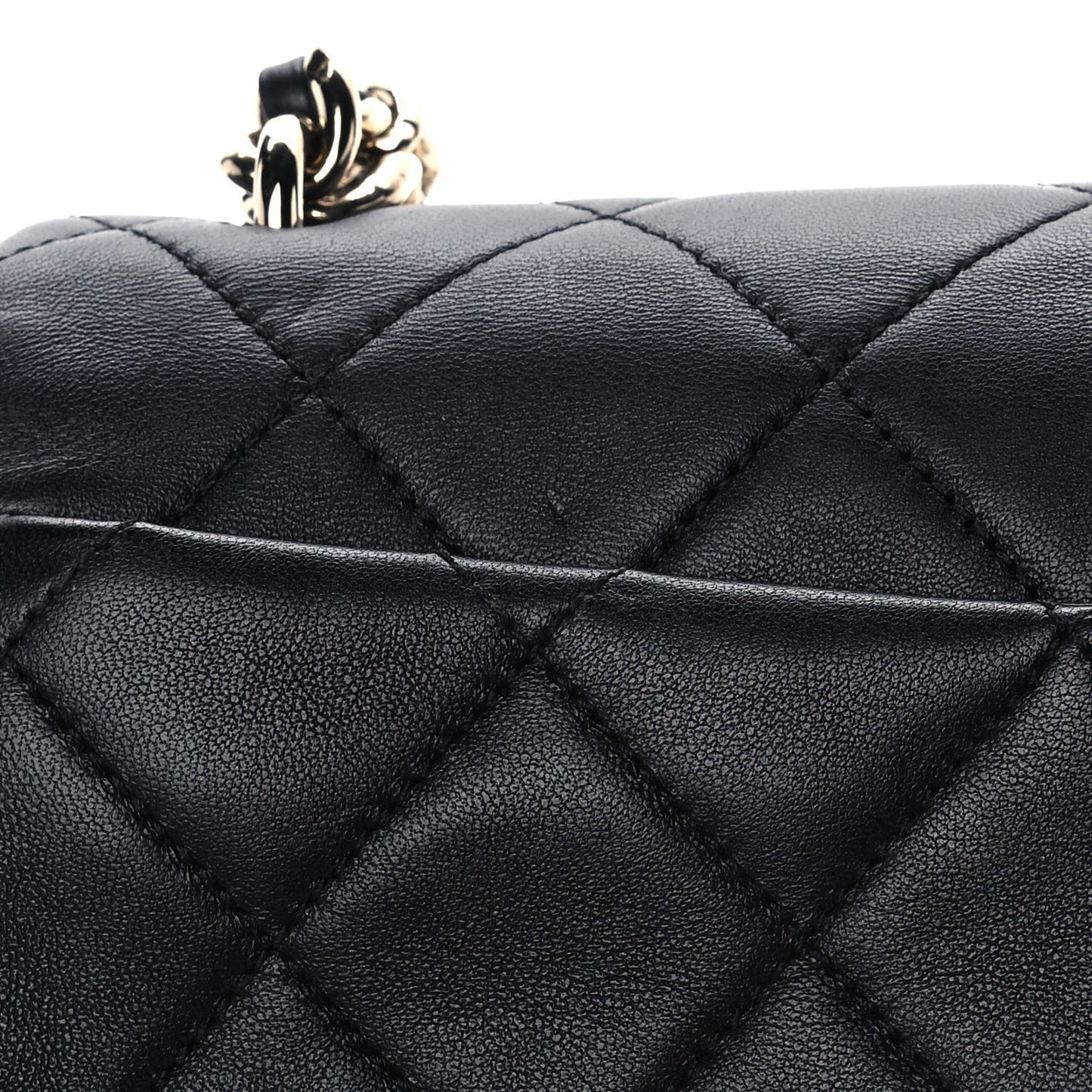 Lambskin Quilted Resin Bi-Color Chain Flap Bag Black