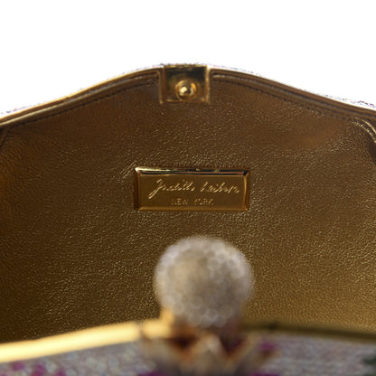Judith Leiber Swarovski Crystal Flower Minaudiere Clutch Gold 5 of 9
