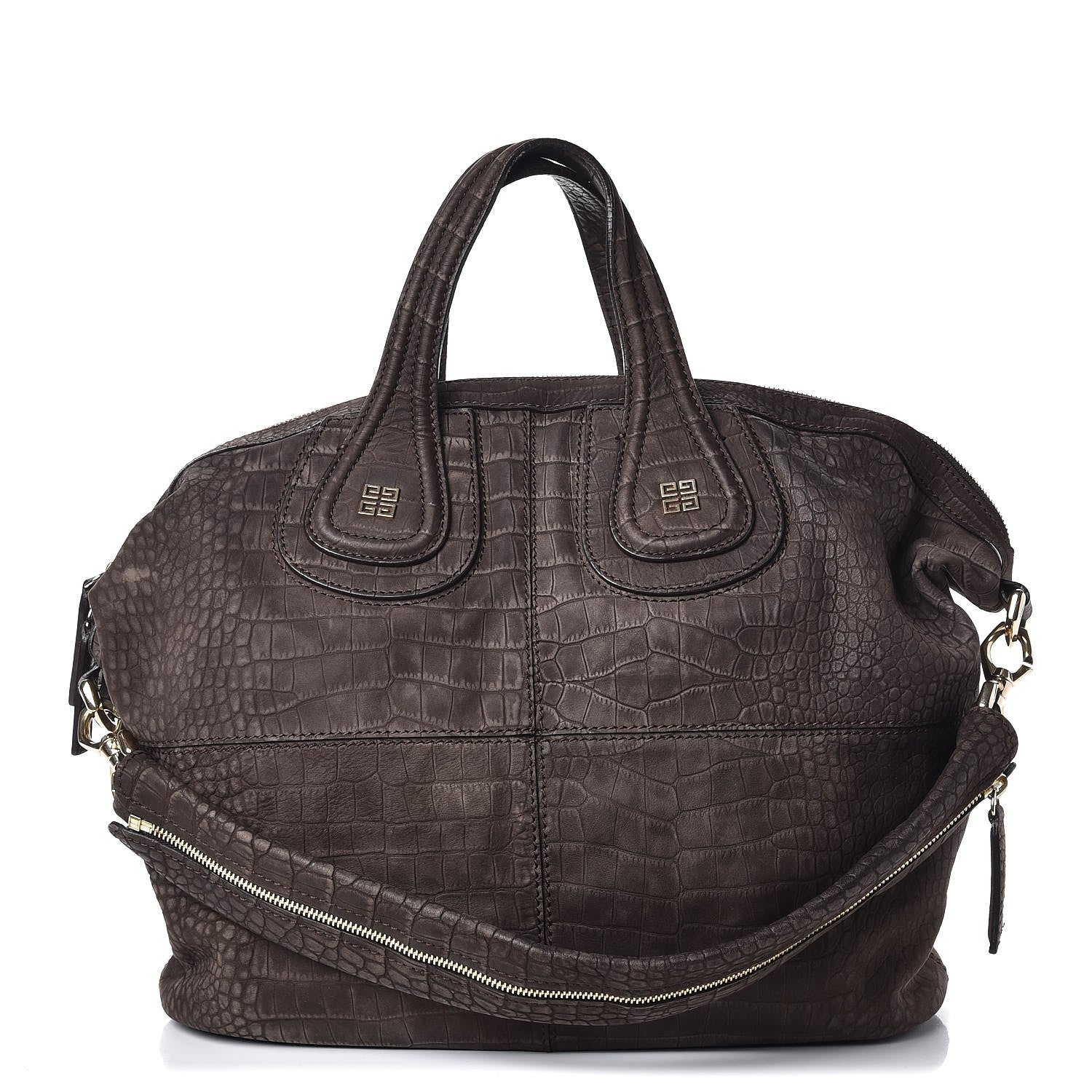 Givenchy Nubuck Crocodile Embossed Medium Nightingale Dark Brown 1 of 13