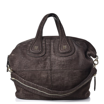 Givenchy Nubuck Crocodile Embossed Medium Nightingale Dark Brown 1 of 13