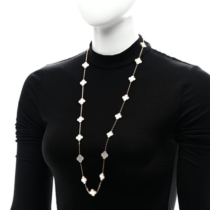 Van Cleef & Arpels 18K Yellow Gold Mother of Pearl 20 Motifs Vintage Alhambra Necklace 2 of 7