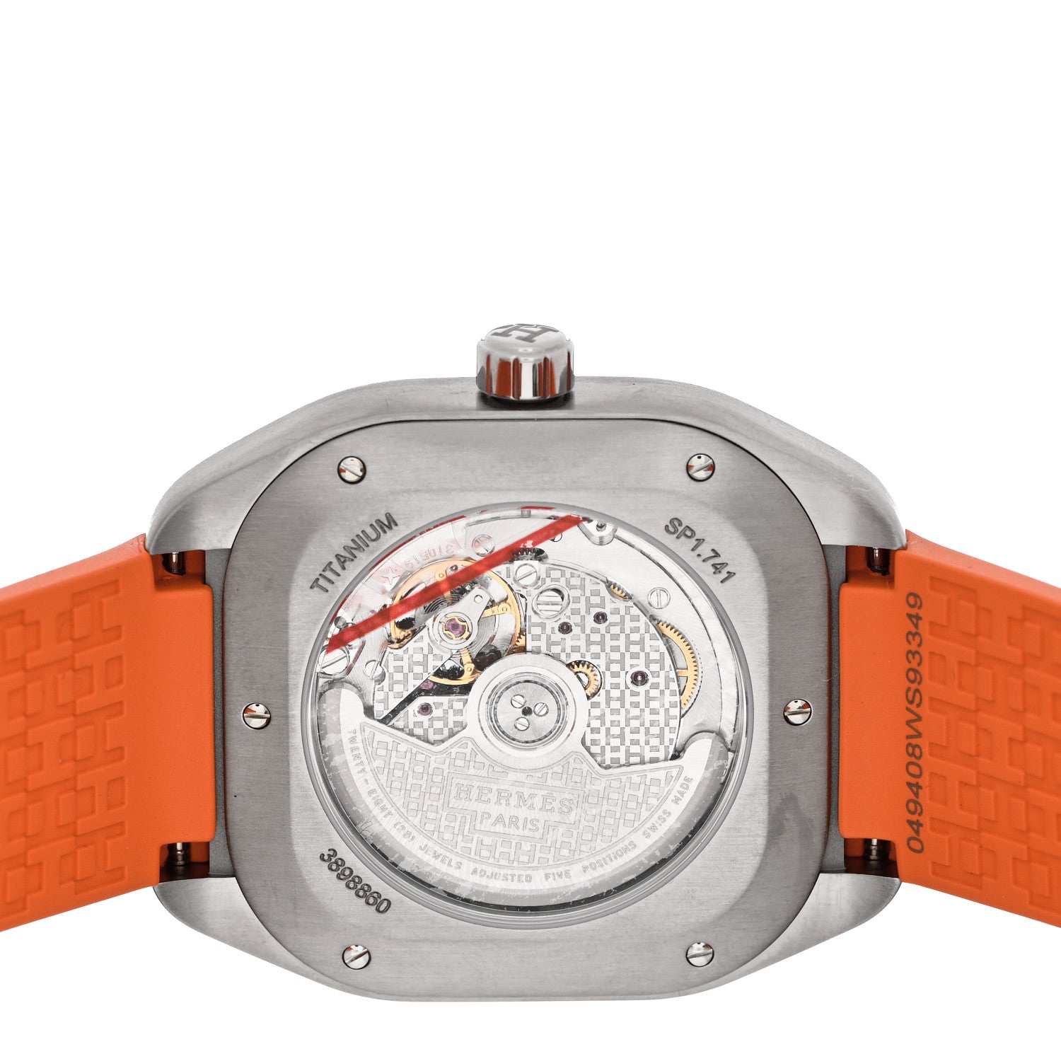 Hermes Titanium Rubber 39mm H08 Automatic Watch Orange 4 of 5