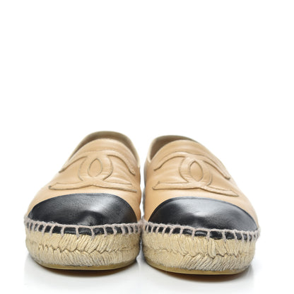 Chanel Lambskin CC Espadrilles 35 Beige Black 2 of 10
