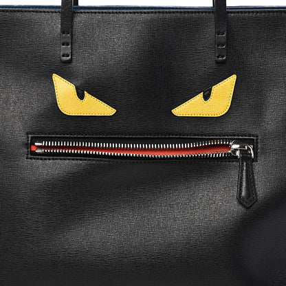Fendi Vitello Elite Cuoio Monster Buggies Medium Roll Tote Black Multicolor Blue Cobalto 12 of 12