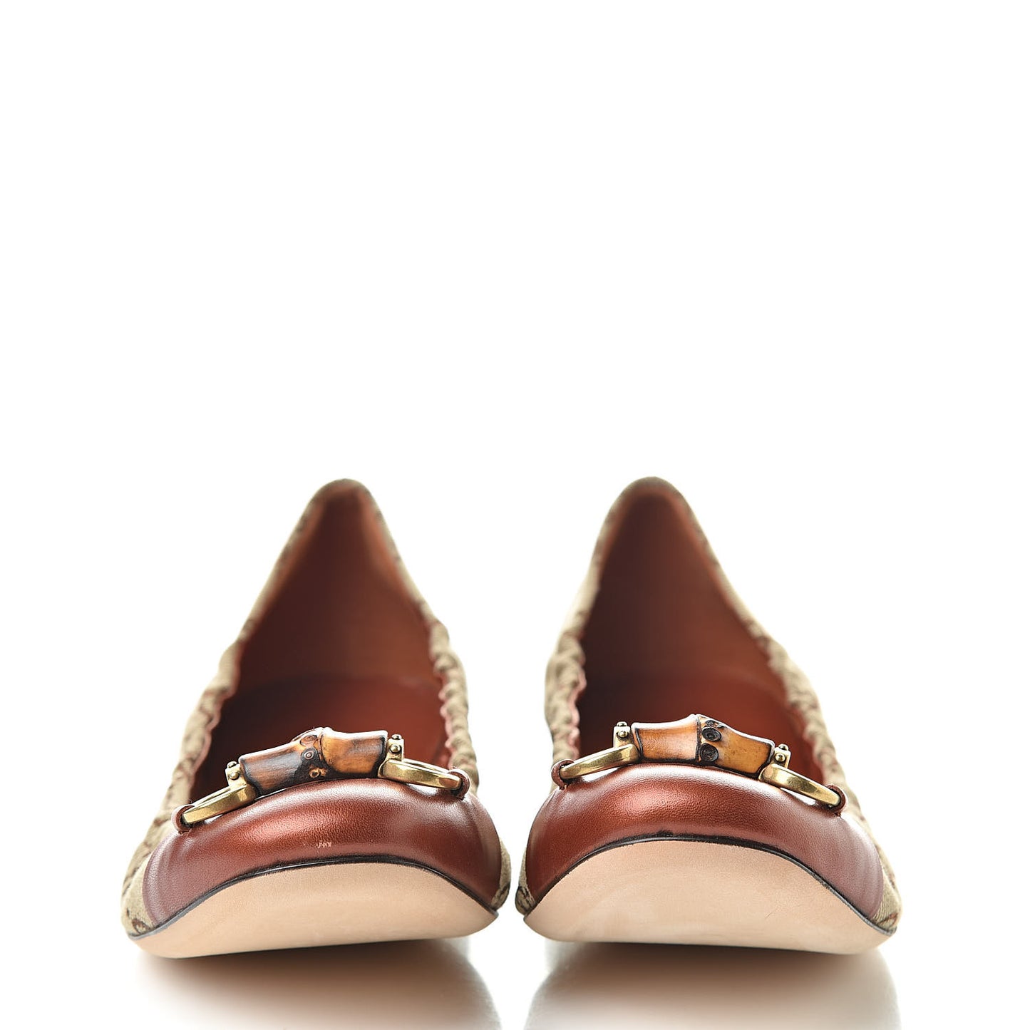 GG Monogram Miro Soft Calfskin Bamboo Ballet Flat 36.5 Beige Oxydus