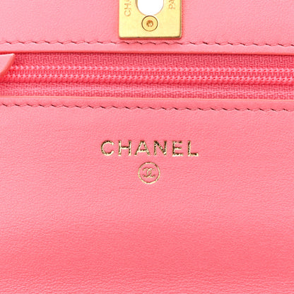 Chanel Lambskin Quilted CC Pearl Crush Wallet on Chain WOC Pink 6 of 13