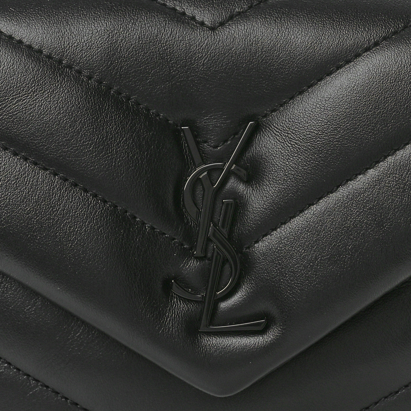 Calfskin Y Quilted Monogram Monochrome Toy Loulou Crossbody Bag Black