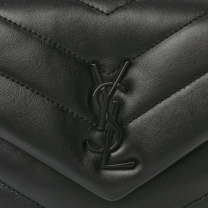 Saint Laurent Calfskin Y Quilted Monogram Monochrome Toy Loulou Crossbody Bag Black 8 of 10