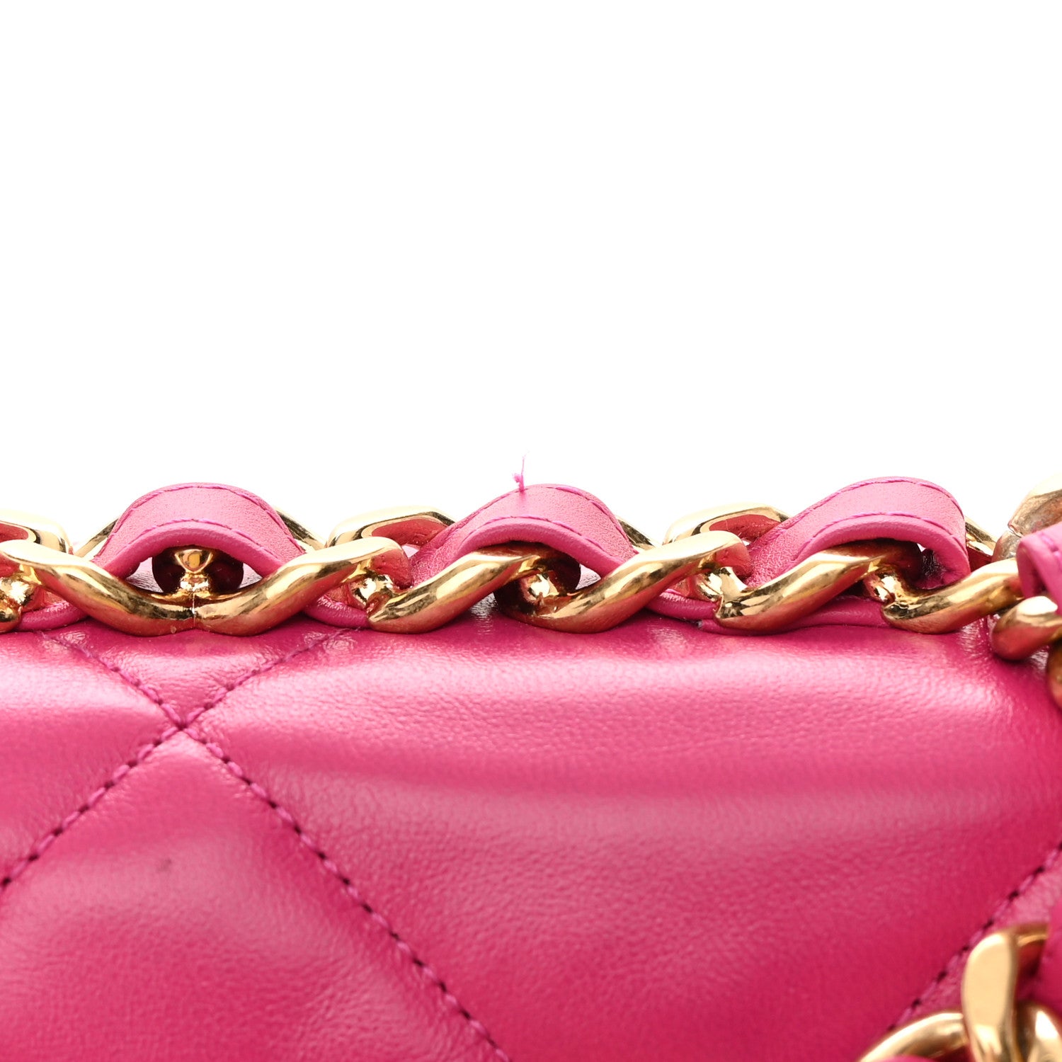 Chanel Lambskin Quilted Small Chain Top Handle Flap Fuchsia 14 of 16