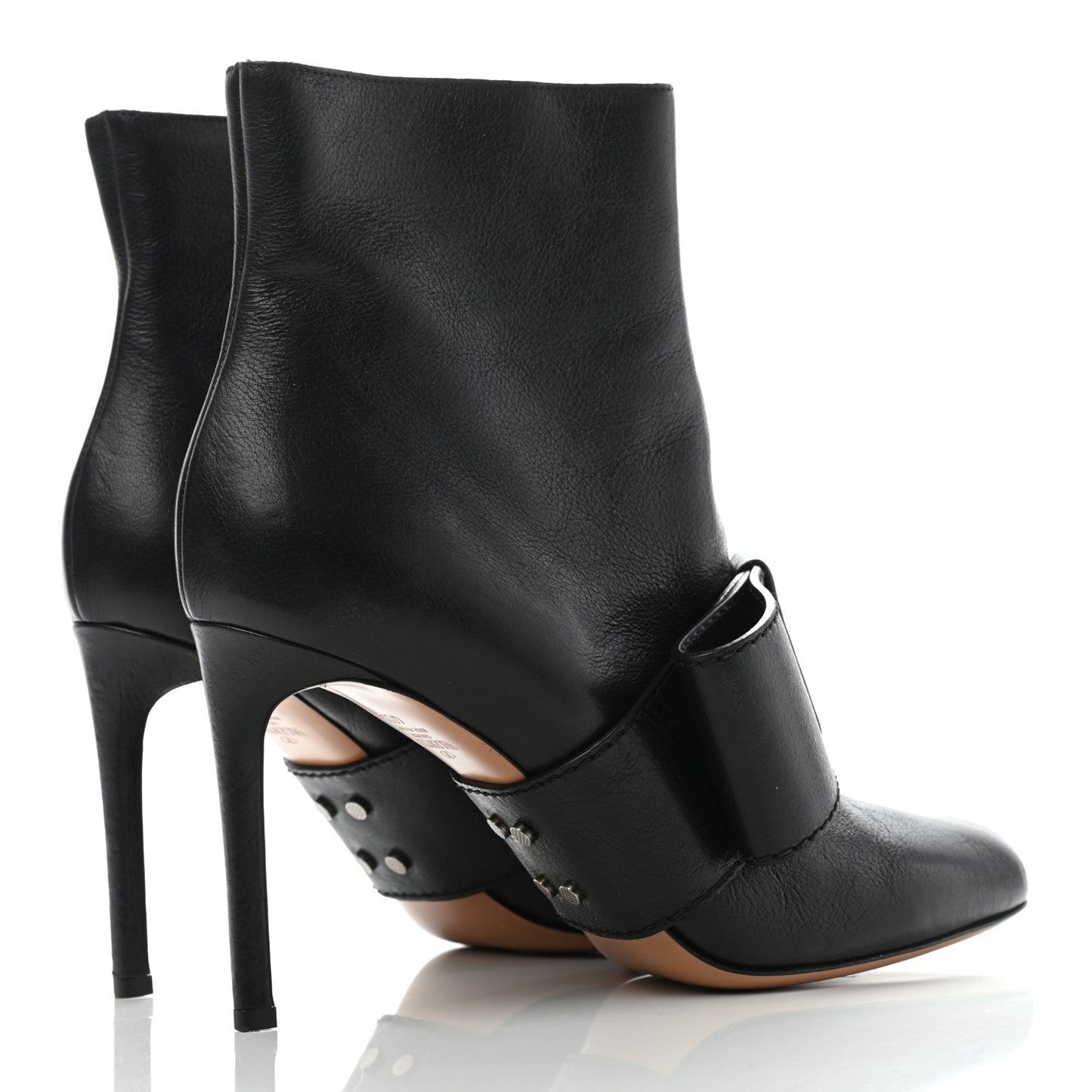 Calfskin Bow Ankle Boots 40.5 Black