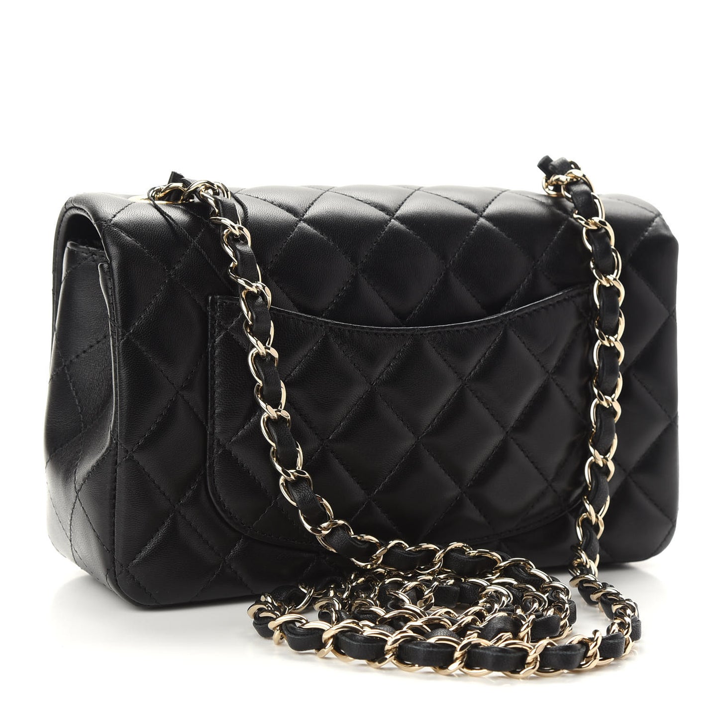 Lambskin Quilted Mini Rectangular Flap Black